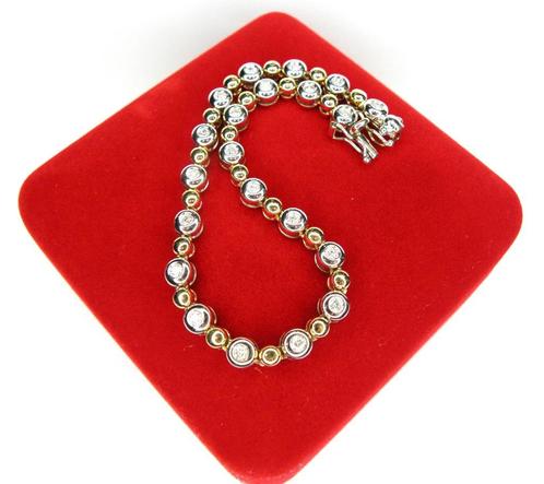 Bracelet Riviera en or 18KT avec Brillants, Bijoux, Sacs & Beauté, Bracelets, Comme neuf, Or, Blanc, Avec pierre précieuse, Enlèvement ou Envoi