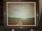 Schilderij "Weggetje in heide", Antiek en Kunst, Ophalen of Verzenden