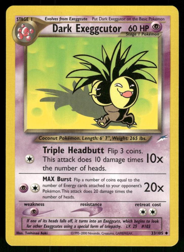 Dark Exeggutor 33/105 - Neo Destiny, Hobby en Vrije tijd, Verzamelkaartspellen | Pokémon, Gebruikt, Verzenden