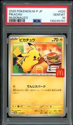 Pikachu [Big Mac McDonalds] PSA 10 - M-P 020 Japanese Promo, Hobby en Vrije tijd, Ophalen of Verzenden, Zo goed als nieuw, Losse kaart