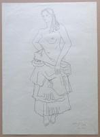 WALTER GAVITO / HALF ONTKLEED MODEL / ORIGINEEL WERK 44x32cm, Antiquités & Art, Art | Peinture | Moderne, Enlèvement ou Envoi