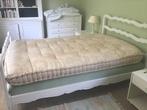 Antiek wit geschilderd houten bed, Ophalen, Gebruikt, Ancien avec tete et pied de lit, Wit