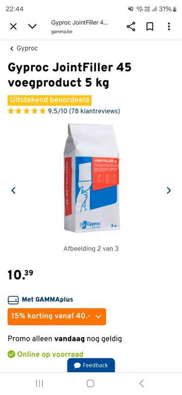 Gyproc filler, Enlèvement, Neuf