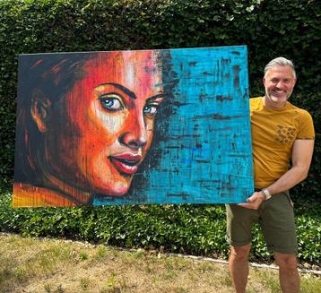 Groot modern en Origineel schilderij Mk Art beschikbaar voor biedingen