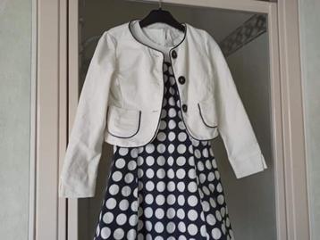 Blauw/wit communie/feestkleedje en vestje merk RTB maat 128, Kinderen en Baby's, Ophalen, Zo goed als nieuw, Rtb, Meisje