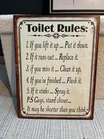 Tekstbord toilet rules, Huis en Inrichting, Woonaccessoires | Tekstborden en Spreuken, Ophalen, Zo goed als nieuw