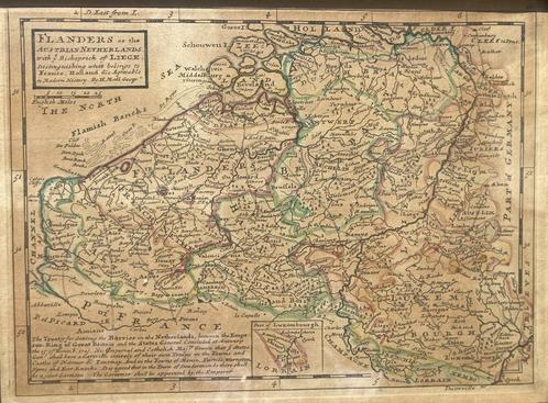 Orig. landkaart Oostenr. Nederlanden (+- België) - Moll 1736, Antiek en Kunst, Kunst | Etsen en Gravures, Ophalen of Verzenden