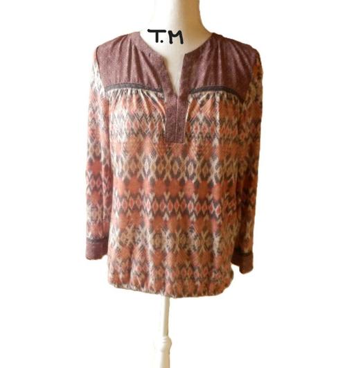 (115) - blouse femme t.38 brune -  a.thiery --, Kleding | Dames, Blouses en Tunieken, Zo goed als nieuw, Maat 38/40 (M), Bruin