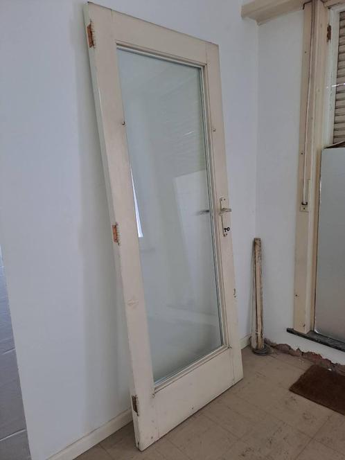 Deur dubbel glas, Doe-het-zelf en Bouw, Deuren en Vliegenramen, Gebruikt, Minder dan 200 cm, Minder dan 80 cm, Glas, Hout, Ophalen