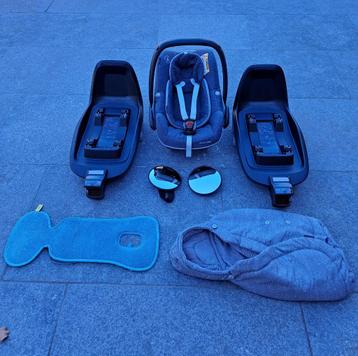Maxi-cosi + toebehoren + voetbasis, Ophalen, Autogordel of Isofix, Zo goed als nieuw, 0 t/m 13 kg