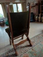 6 eiken stoelen met groene stoffen bekleding, Huis en Inrichting, Ophalen