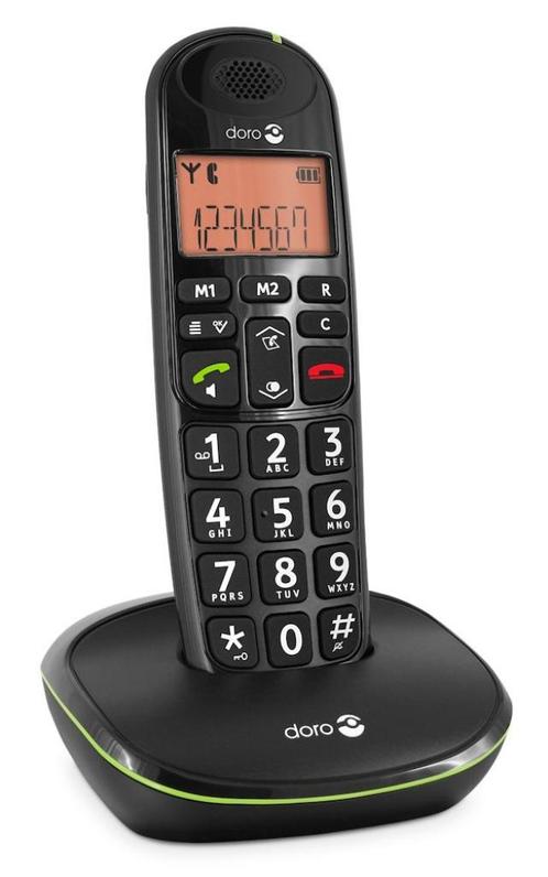 Doro PhoneEasy 100w DECT-telefoon - Zwart, Telecommunicatie, Vaste telefoons | Handsets en Draadloos, Gebruikt, 2 handsets, Ophalen of Verzenden