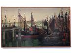 OMER VAN DE WEYER (1910-? ) - HST 65x110 cm. Signée, 1950, Antiquités & Art, Art | Peinture | Moderne, Enlèvement ou Envoi