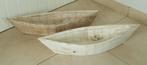 2 Houten bloempotten in de vorm van een boot, Overige vormen, Overige materialen, Ophalen of Verzenden, Zo goed als nieuw