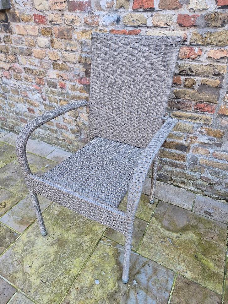 set van 8 stapelbare tuinstoelen aluminium/wicker, Jardin & Terrasse, Chaises de jardin, Comme neuf, Aluminium, Empilable, Enlèvement