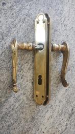 2 deurklinken met plaat, alle in messing, Doe-het-zelf en Bouw, Hang- en Sluitwerk, Ophalen of Verzenden, Gebruikt, Koper of Messing