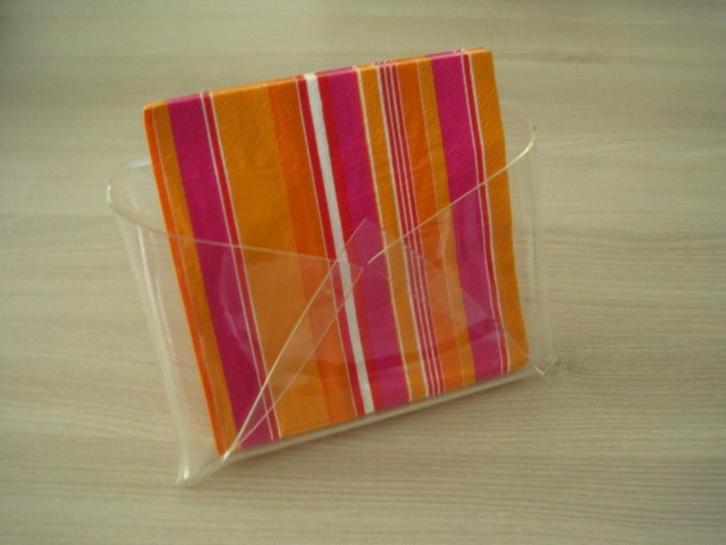 Servettenhouder in plexiglas, Huis en Inrichting, Woonaccessoires | Overige, Gebruikt, Ophalen of Verzenden