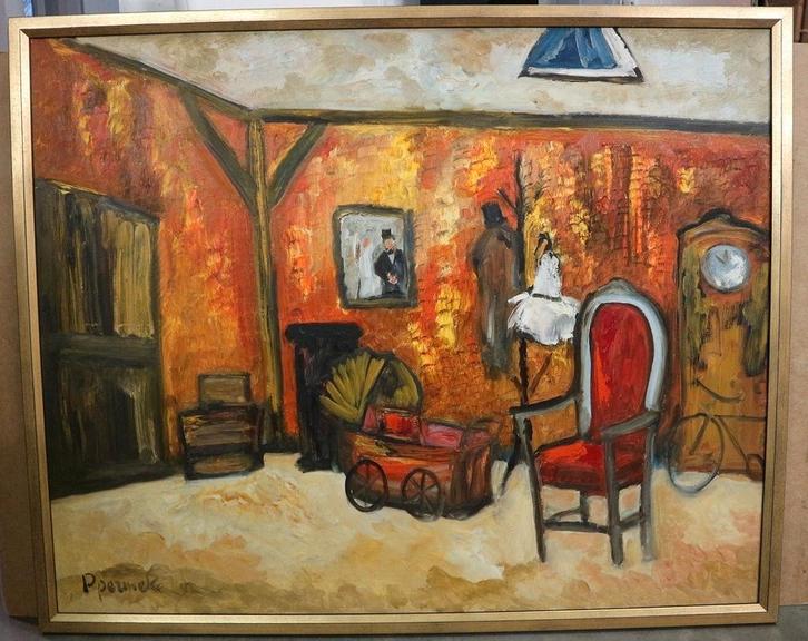 Paul PERMEKE,  de zolderkamer, Antiek en Kunst, Kunst | Schilderijen | Klassiek, Ophalen