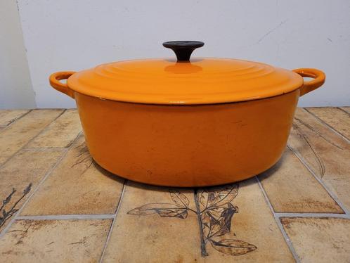 LE CREUSET F vintage gietijzeren braadpan, Huis en Inrichting, Keuken | Potten en Pannen, Gebruikt, Kookpan of Snelkookpan, Gietijzer