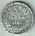 5 Francs Frankrijk 1833BB zilver, Postzegels en Munten, Frankrijk, Zilver, Losse munt, Verzenden