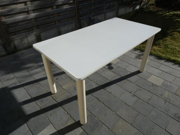 Witte stevige rechthoekige tafel, Huis en Inrichting, Tafels | Eettafels, Gebruikt, 50 tot 100 cm, 100 tot 150 cm, Vier personen