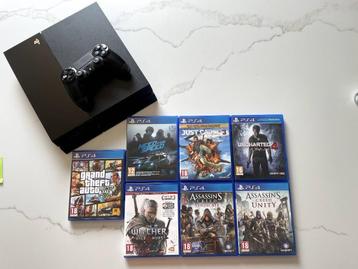 Playstation 4 500gb - controller - 7 games - lage firmware beschikbaar voor biedingen