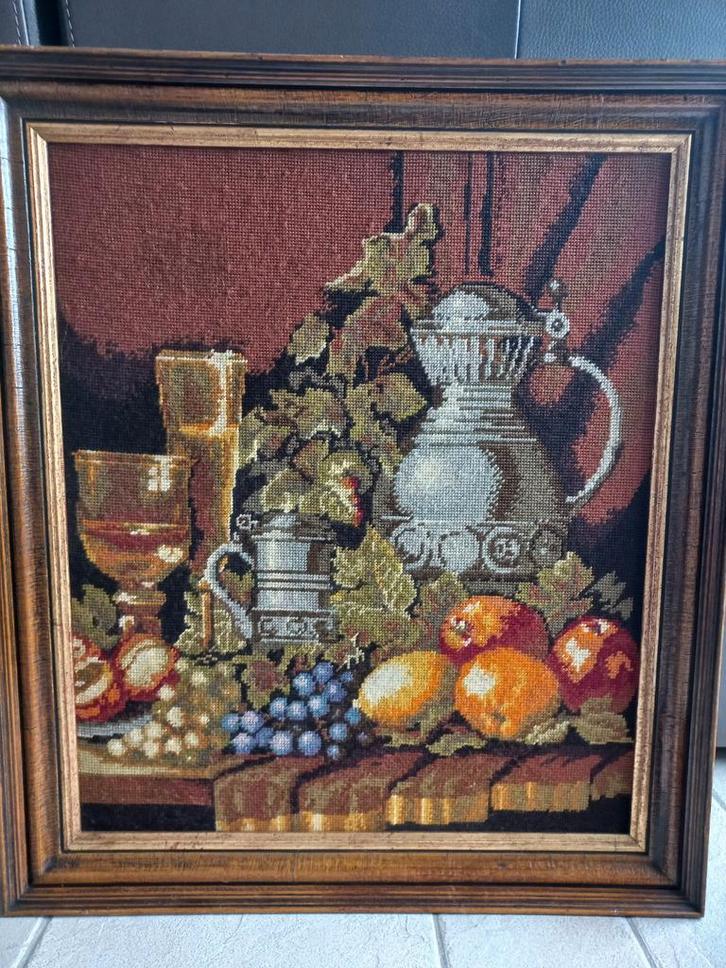 Heel mooie gobelin in halve kruissteek, stil leven., Huis en Inrichting, Woonaccessoires | Schilderijen, Tekeningen en Foto's