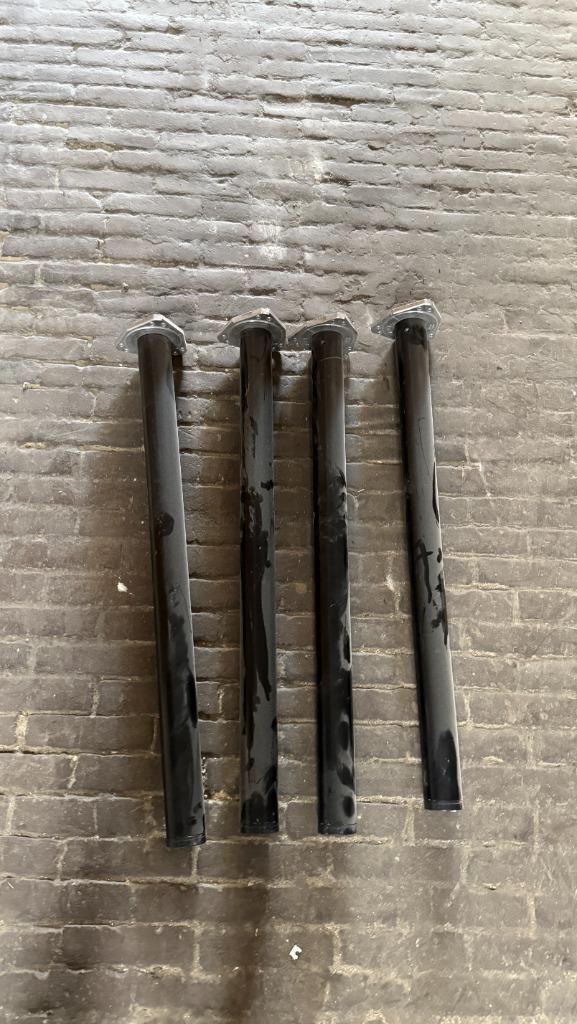Zwarte metalen tafelpoten hoog 90cm (4 stuks), Huis en Inrichting, Tafelonderdelen, Zo goed als nieuw, Tafelpoot, Rond, Metaal