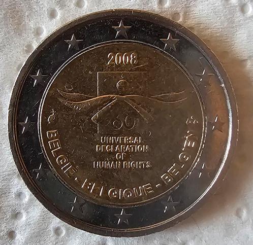 2 euro herdenkingsmunt 2008 belgië 60 jaar mensenrechten, Postzegels en Munten, Munten | Europa | Euromunten, Losse munt, 2 euro