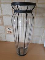 Vase en verre et métal 40cms, Enlèvement