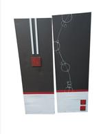 2 tableaux moderne de couleur noir/rouge/blanc, Ophalen, Zo goed als nieuw