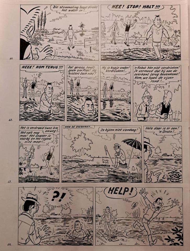 POM - originele pagina PIET PIENTER en BERT BIBBER -, Antiek en Kunst, Kunst | Tekeningen en Fotografie, Ophalen of Verzenden