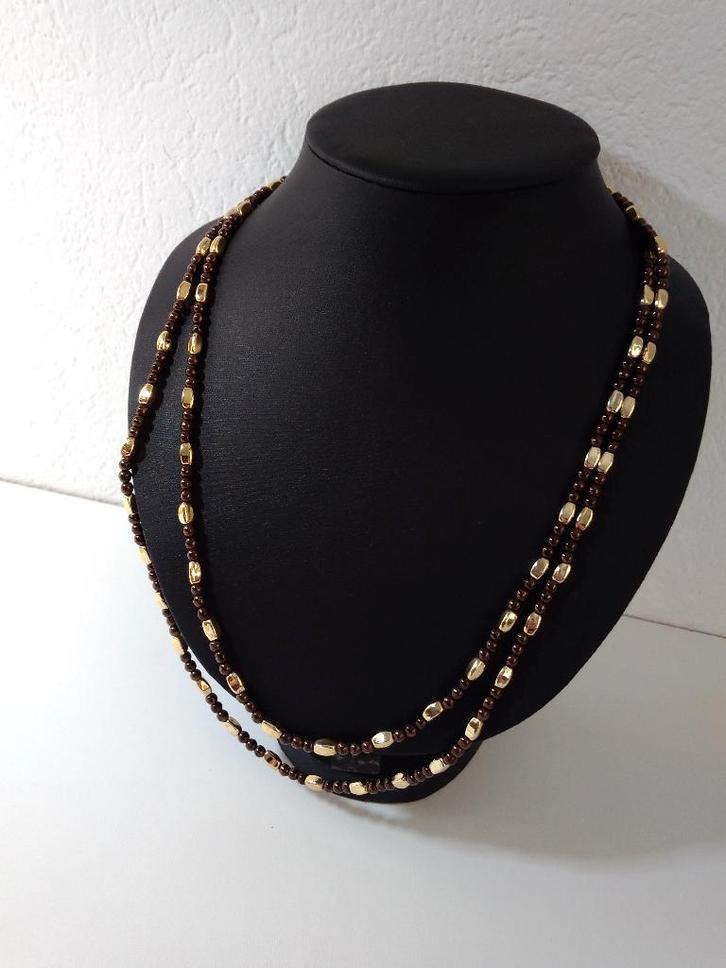 Collier vintage avec petites perles de verre, Bijoux, Sacs & Beauté, Colliers, Neuf, Synthétique, Brun, Avec pendentif, Réglable