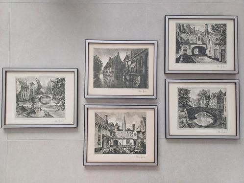 5 etsen Albert Goethals, Antiek en Kunst, Kunst | Etsen en Gravures, Ophalen of Verzenden