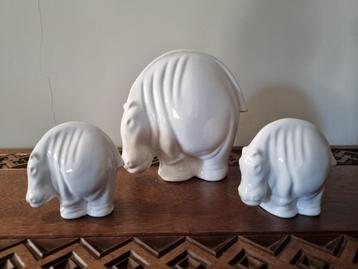 Vintage keramiek nijlpaard familie (3 stuks) beschikbaar voor biedingen