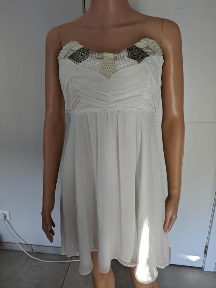 Feestelijk chiffon dress Elise Ryan - Nieuw, Kleding | Dames, Jurken, Nieuw, Maat 36 (S), Wit, Boven de knie, Ophalen of Verzenden