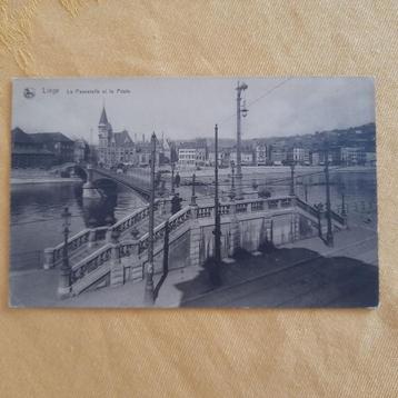 Carte postale, Liège, La Passerelle et la Poste.