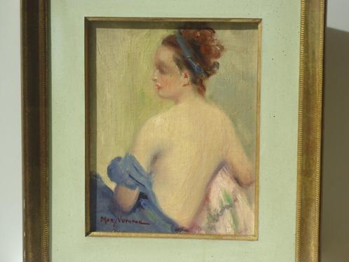 Maryvonne Van de Velde Art Deco portret vrouwel. naakt rug, Antiek en Kunst, Kunst | Schilderijen | Klassiek, Ophalen of Verzenden