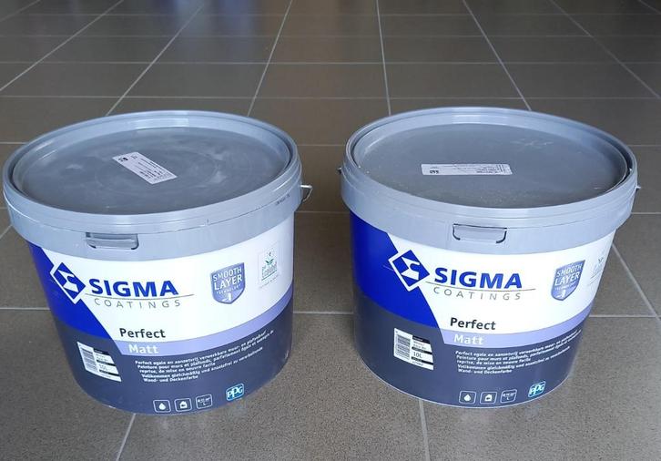 30l de peinture Sigma Perfect Matt beige, Doe-het-zelf en Bouw, Verf, Beits en Lak, Zo goed als nieuw, Verf, 20 liter of meer