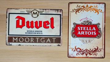 Duvel & Stella Artois (Metalen reclameborden) beschikbaar voor biedingen
