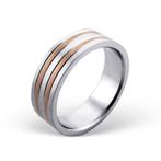 Bague homme rayée en acier chirurgical - 8 mm, 17 à 18, Enlèvement ou Envoi, Fer ou Acier, Neuf