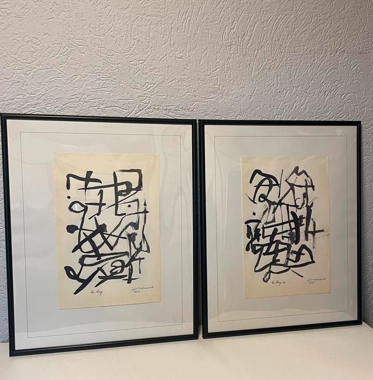 Christian Dortremont 2 stuks Artwork, Antiek en Kunst, Kunst | Schilderijen | Abstract, Ophalen of Verzenden