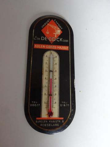 Zeer zeldzame reclame thermometer De Cock kolen Roeselare