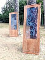 2 houten binnendeuren met glas, Doe-het-zelf en Bouw, Deuren en Vliegenramen, Ophalen, Gebruikt, Minder dan 80 cm, Binnendeur
