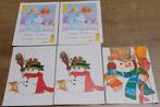 5 wenskaarten: Kerst en Nieuwjaar: sneeuwman, Enlèvement ou Envoi, Comme neuf