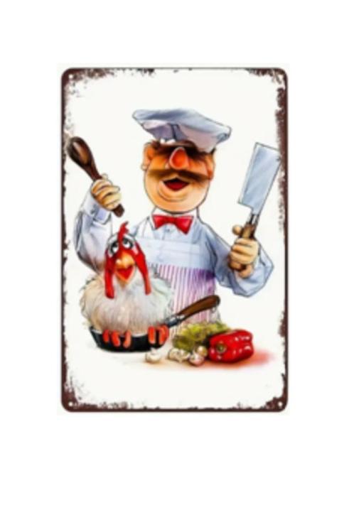 Kok blikken decoratie plaat, Verzamelen, Merken en Reclamevoorwerpen, Zo goed als nieuw, Reclamebord, Ophalen of Verzenden