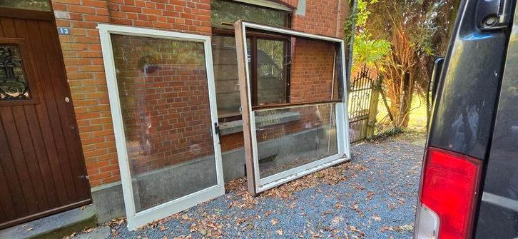Grand châssis coulissant à donner, Doe-het-zelf en Bouw, Raamkozijnen en Schuifdeuren, Zo goed als nieuw, Hout, Ophalen