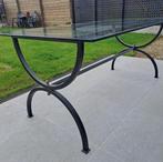 Tafel in smeedijzer en glas, Ophalen, Gebruikt, Vijf personen of meer, Glas