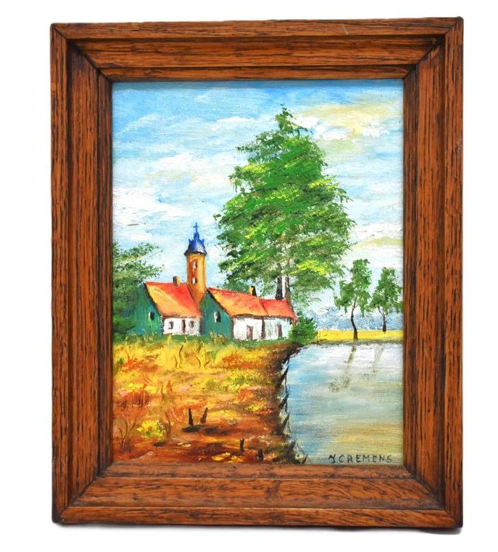 OUD Schilderij van een Kerk - met Mooie Kleuren, Antiek en Kunst, Kunst | Schilderijen | Klassiek, Ophalen of Verzenden