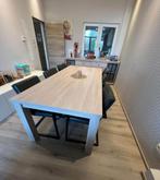 Eettafel 6 personen houtlook, Huis en Inrichting, Tafels | Eettafels, Ophalen, Kunststof, Gebruikt, 100 tot 150 cm